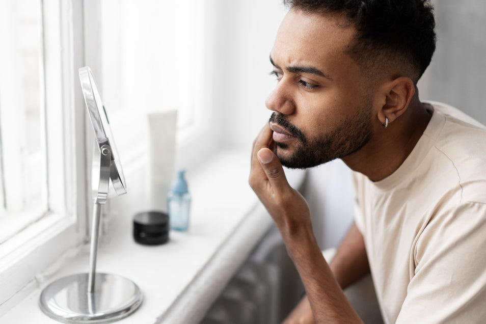 man applying beard cream
